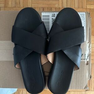 Madewell Black Criss Cross Slide Sandals